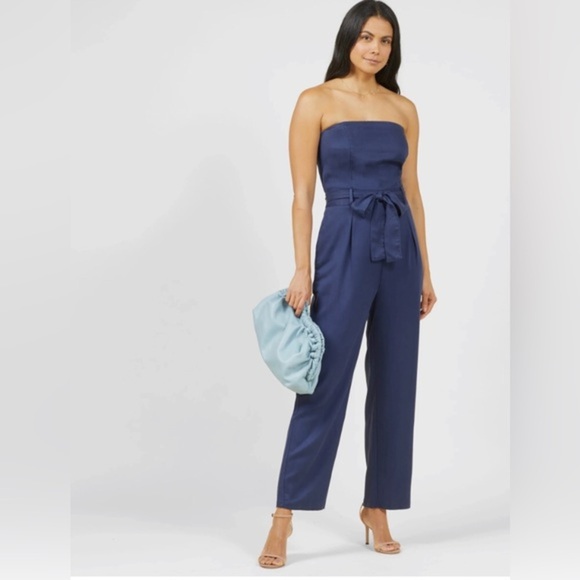 Outerknown Pants - OUTERKNOWN dark‎ navy Ronan strapless belted Jumpsuit size 0 new